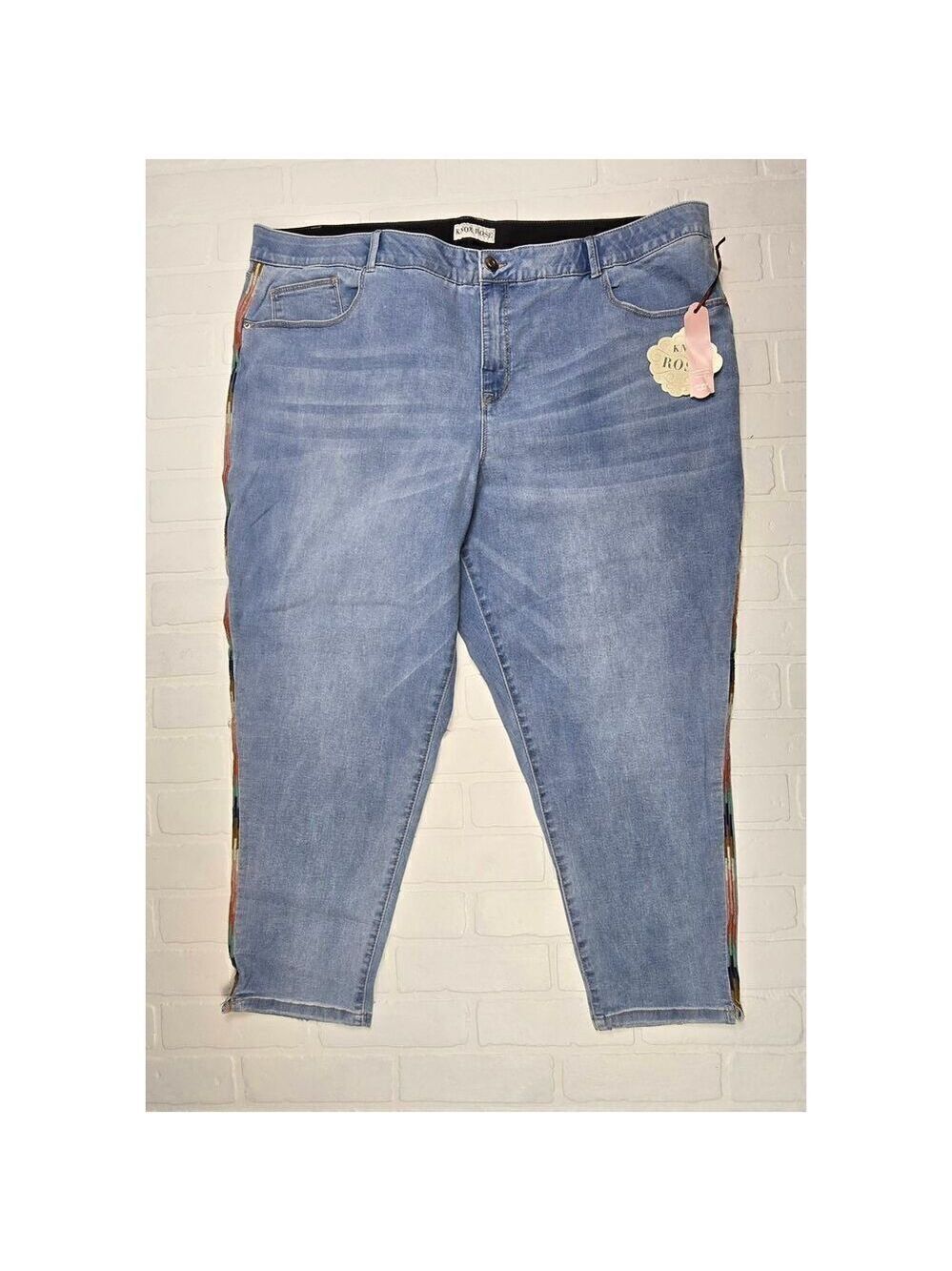 Knox Rose Embroidered Light Wash Skinny Ankle Jeans 30W